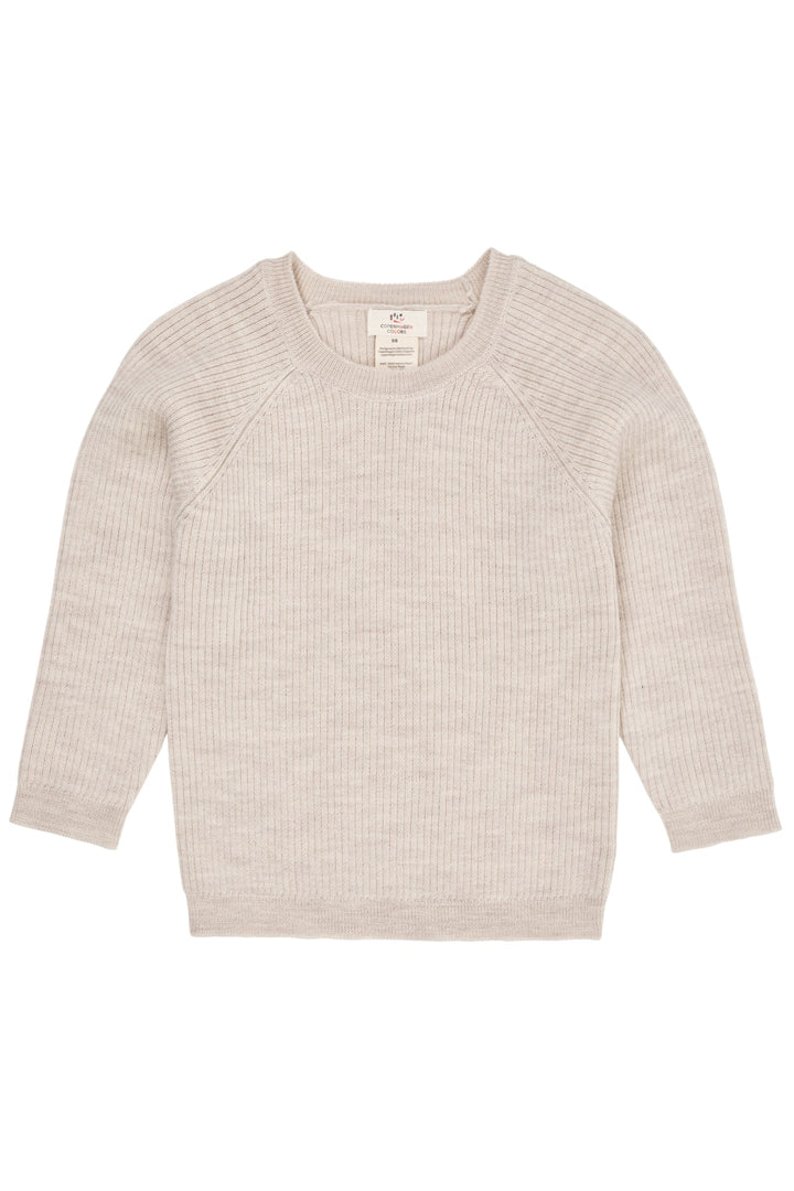 KLASSISK MERINO BLUSE I RIB - PALE CREAM MELANGE