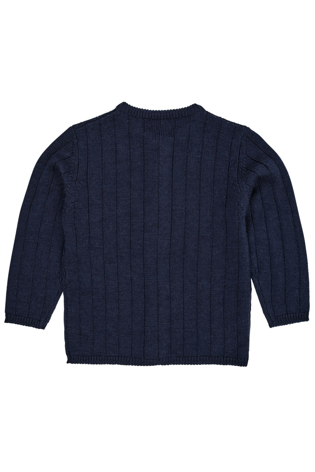 STRIKKET CARDIGAN I MERINO ULD M. BRED RIB - NAVY