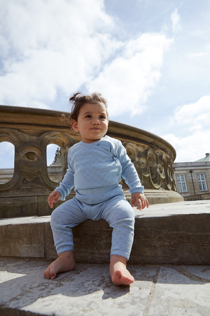 LEGGING M. HJERTE MØNSTER - DUSTY BLUE