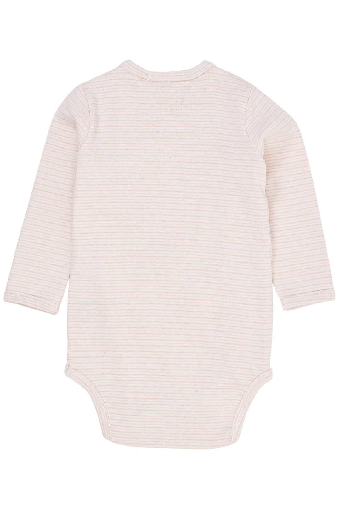 STRIBET BABY BODYSTOCKING MED SIDELUKNING OG LANGE ÆRMER - SOFT PINK STRIPE