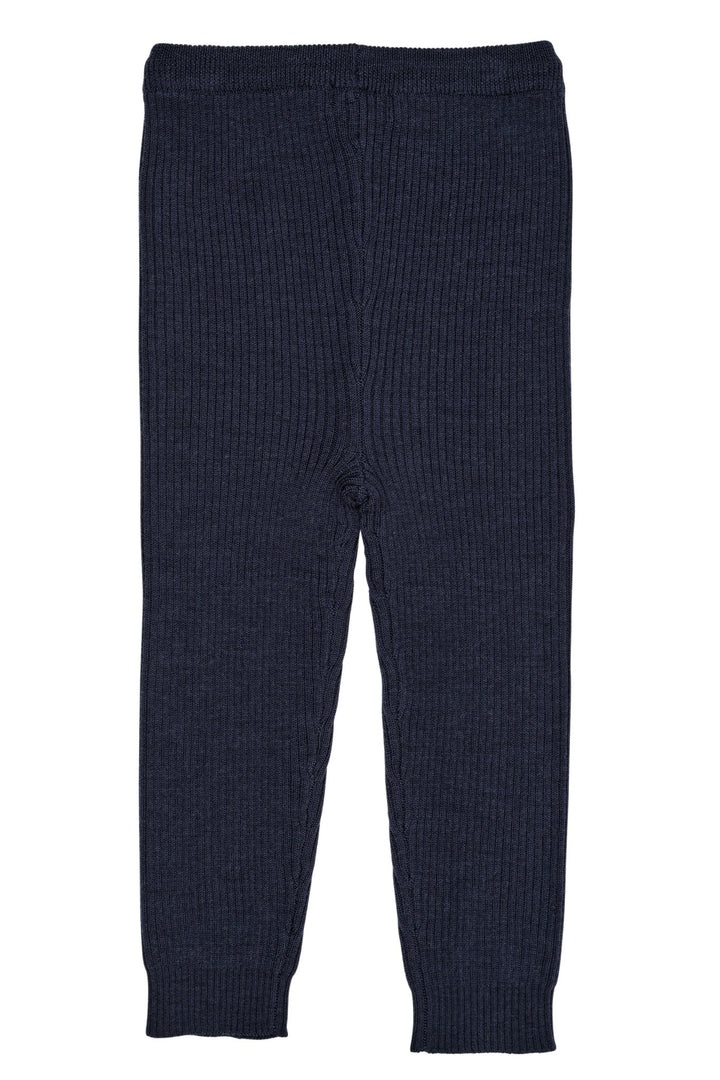 KLASSISK MERINO RIB LEGGINGS M. BINDEBÅND - UNISEX - NAVY
