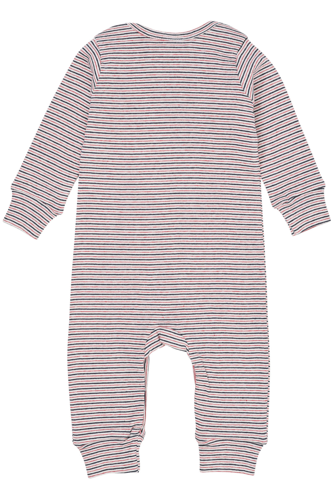 STRIBET ROMPER MED LANGE ÆRMER - BLUE RED STRIPE