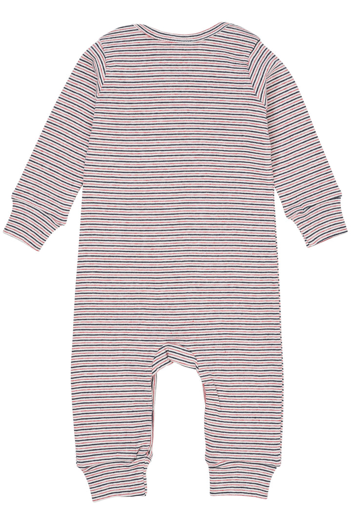 STRIBET ROMPER MED LANGE ÆRMER - BLUE RED STRIPE