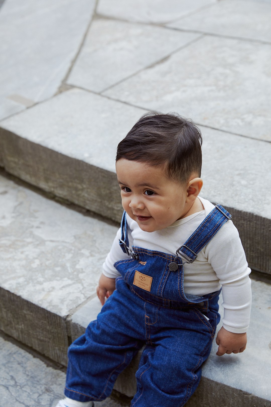 ØKOLOGISKE BABY OVERALLS - DARK INDIGO BLUE WASHED