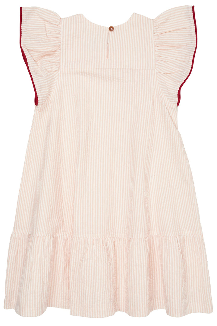 BONDEKJOLE M. KONTRAST KANT - DUSTY ROSE W CREAM STRIPE W BERRY