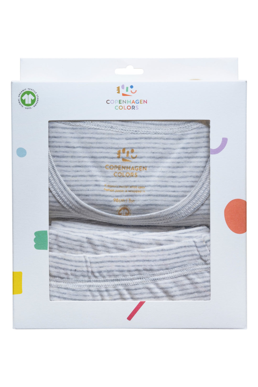 2-PAK STRIBET UNISEX LEGGING OG T-SHIRT M. L/Æ - GREY STRIPE