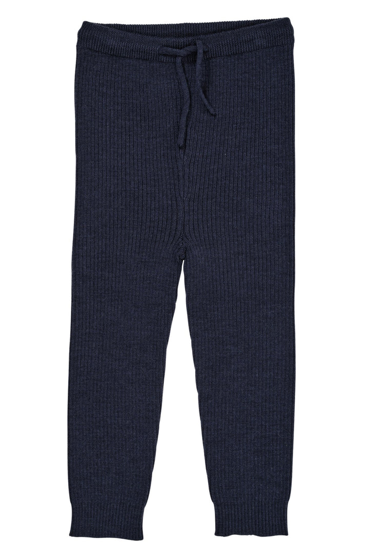 KLASSISK MERINO RIB LEGGINGS M. BINDEBÅND - UNISEX - NAVY