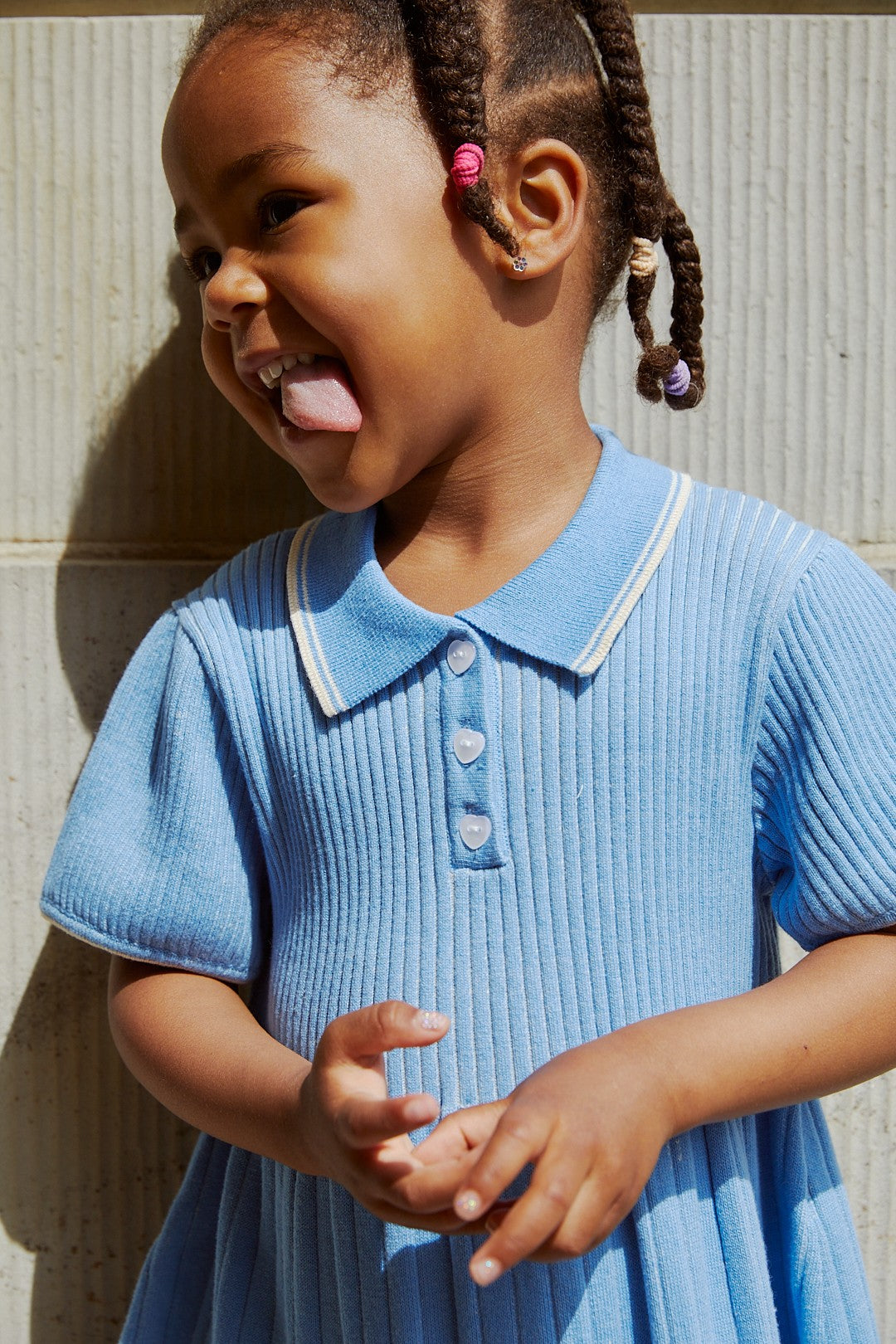 POLO STRIKKJOLE - SKY BLUE/CREAM COMB.