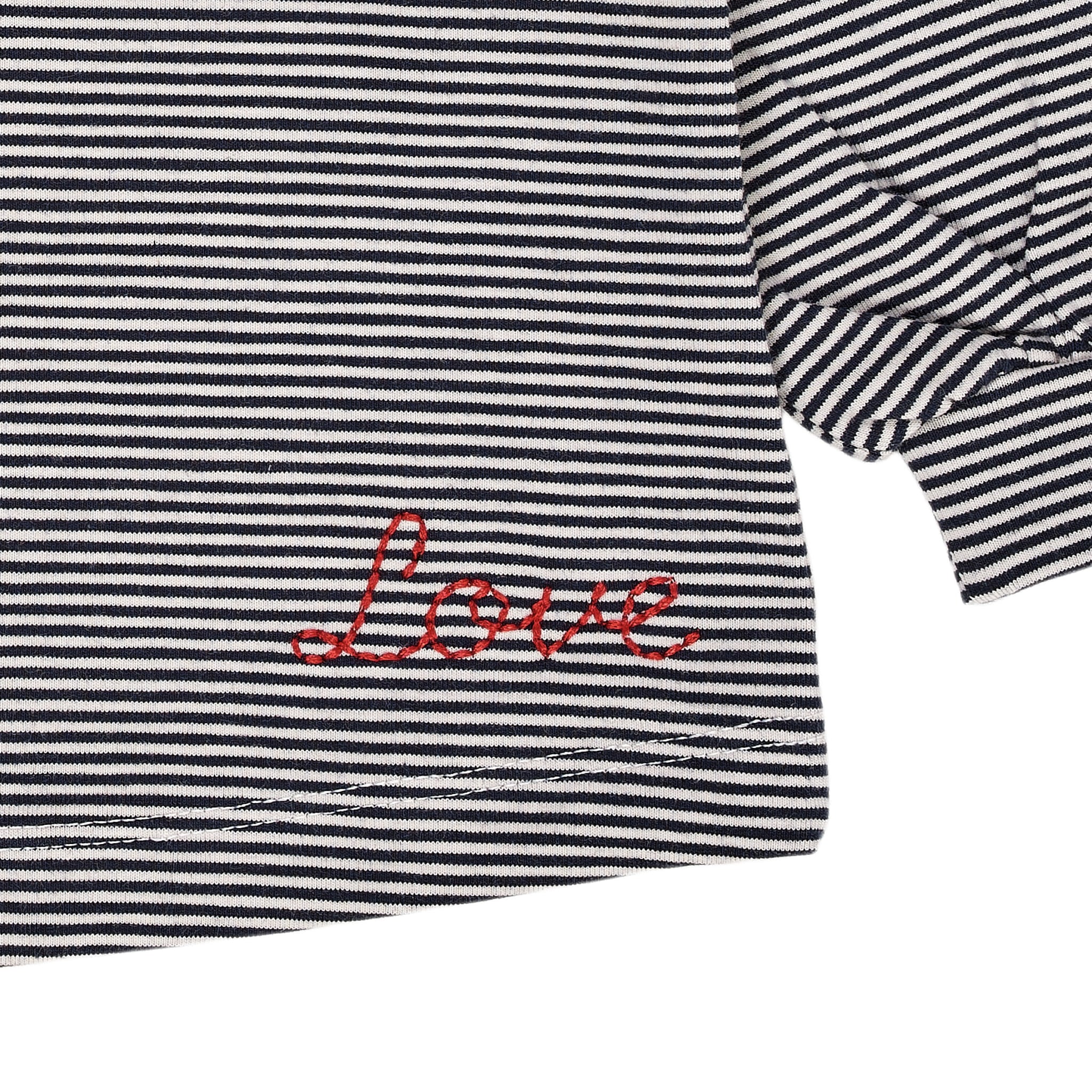 STRIBET BLUSE MED KRAVE - NAVY/CREAM STRIPE