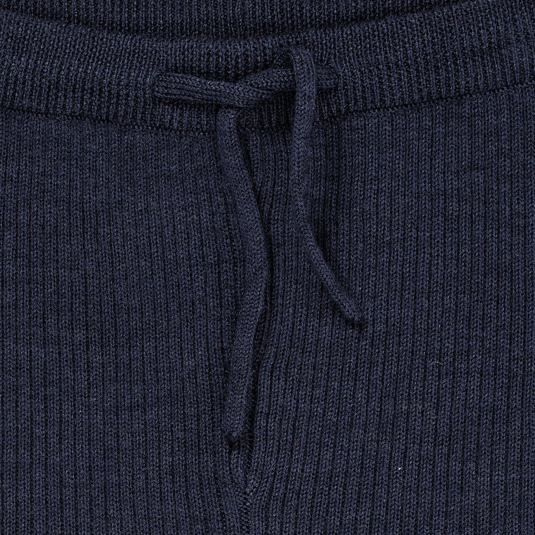 KLASSISK MERINO RIB LEGGINGS M. BINDEBÅND - UNISEX - NAVY
