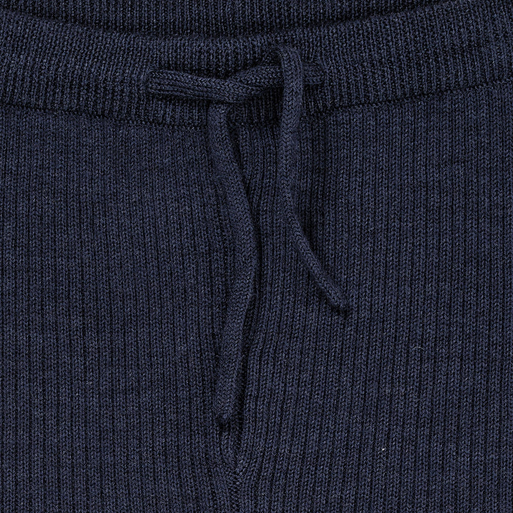 KLASSISK MERINO RIB LEGGINGS M. BINDEBÅND - UNISEX - NAVY