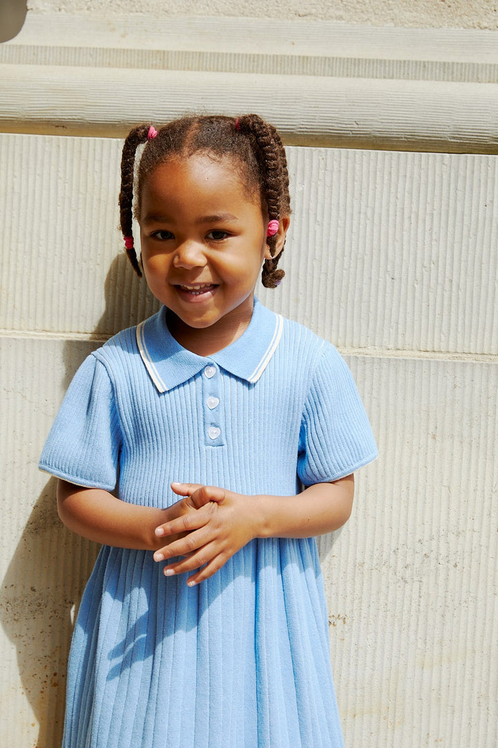 POLO STRIKKJOLE - SKY BLUE/CREAM COMB.