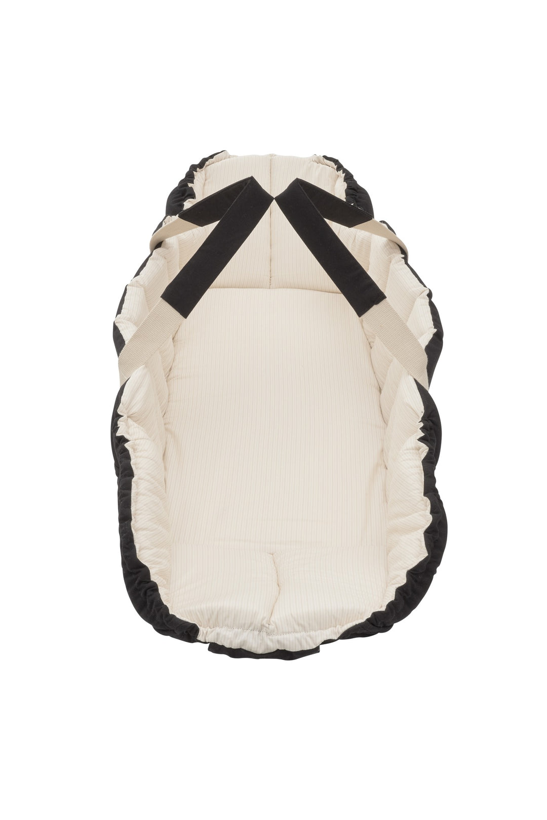ØKOLOGISK BABYLIFT OG LEGETÆPPE - BLACK W. CREAM SOLID STRIPE