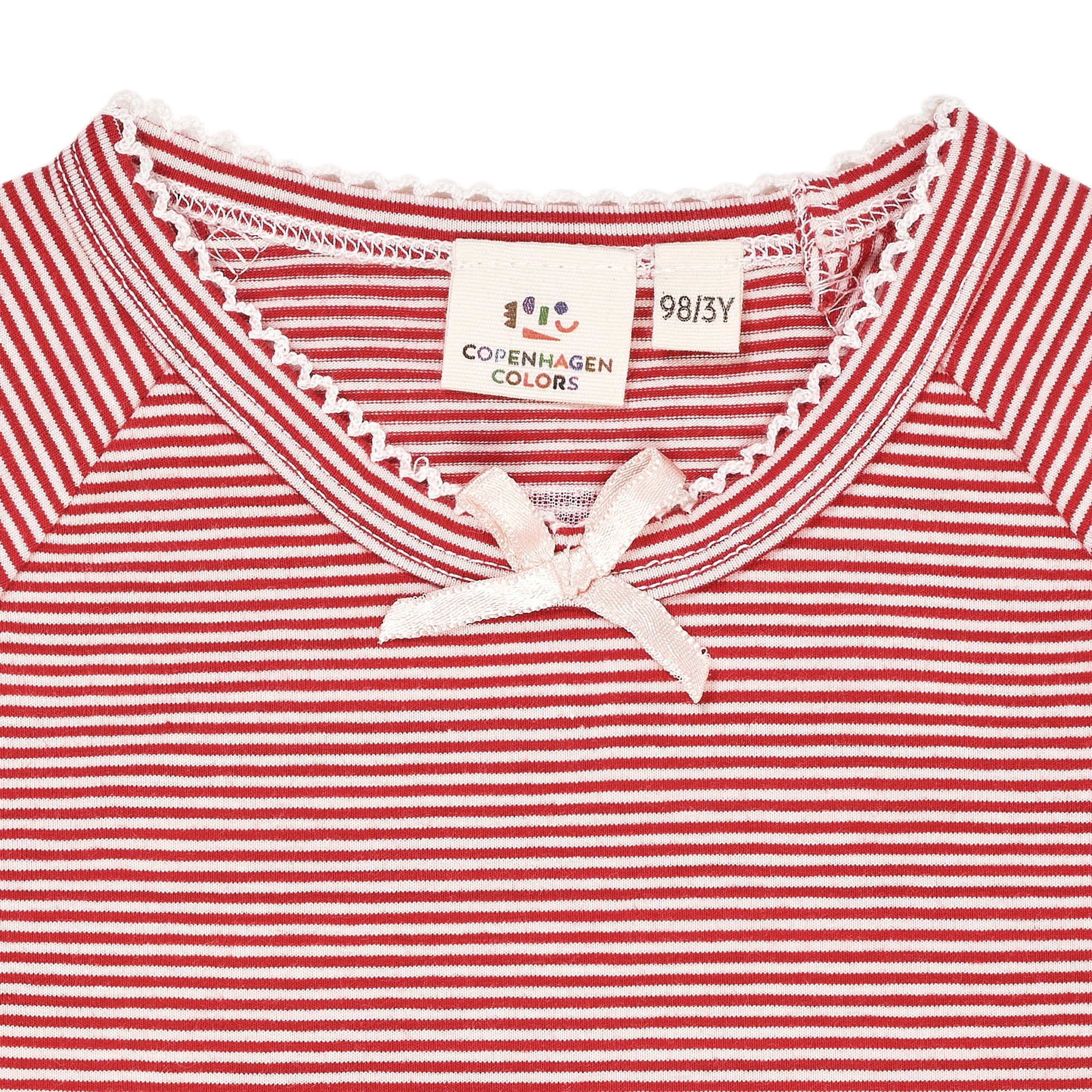 LANGÆRMET T-SHIRT MED STRIBER - RED/CREAM STRIPE