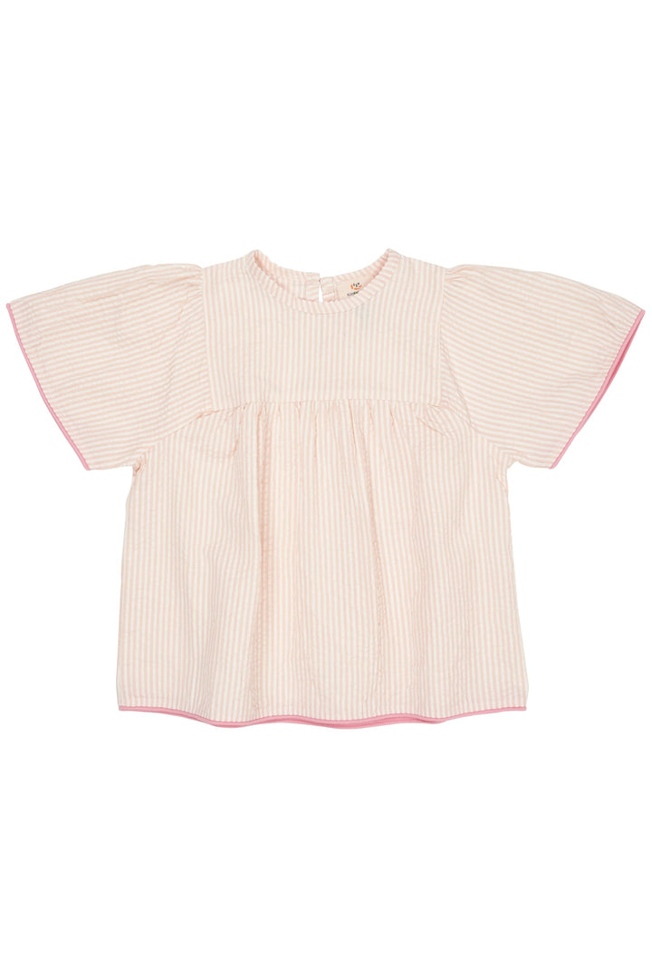 BLUSE M. KONTRAST KANT - DUSTY ROSE W CREAM STRIPE W PINK