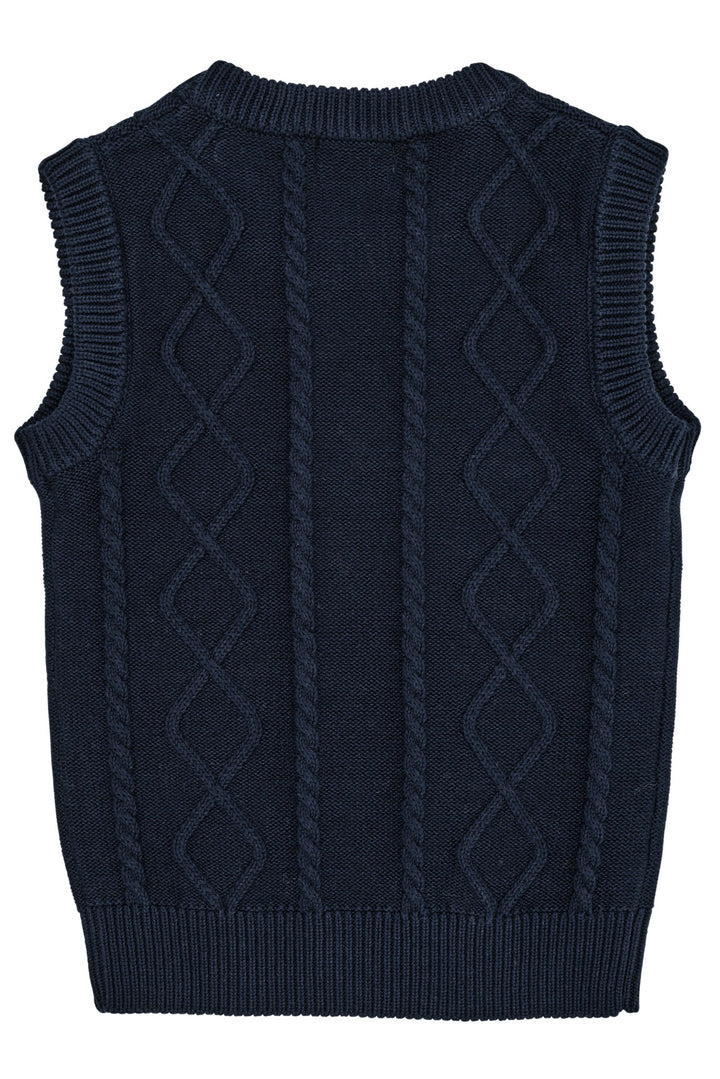 KABELSTRIKKET VEST - NAVY