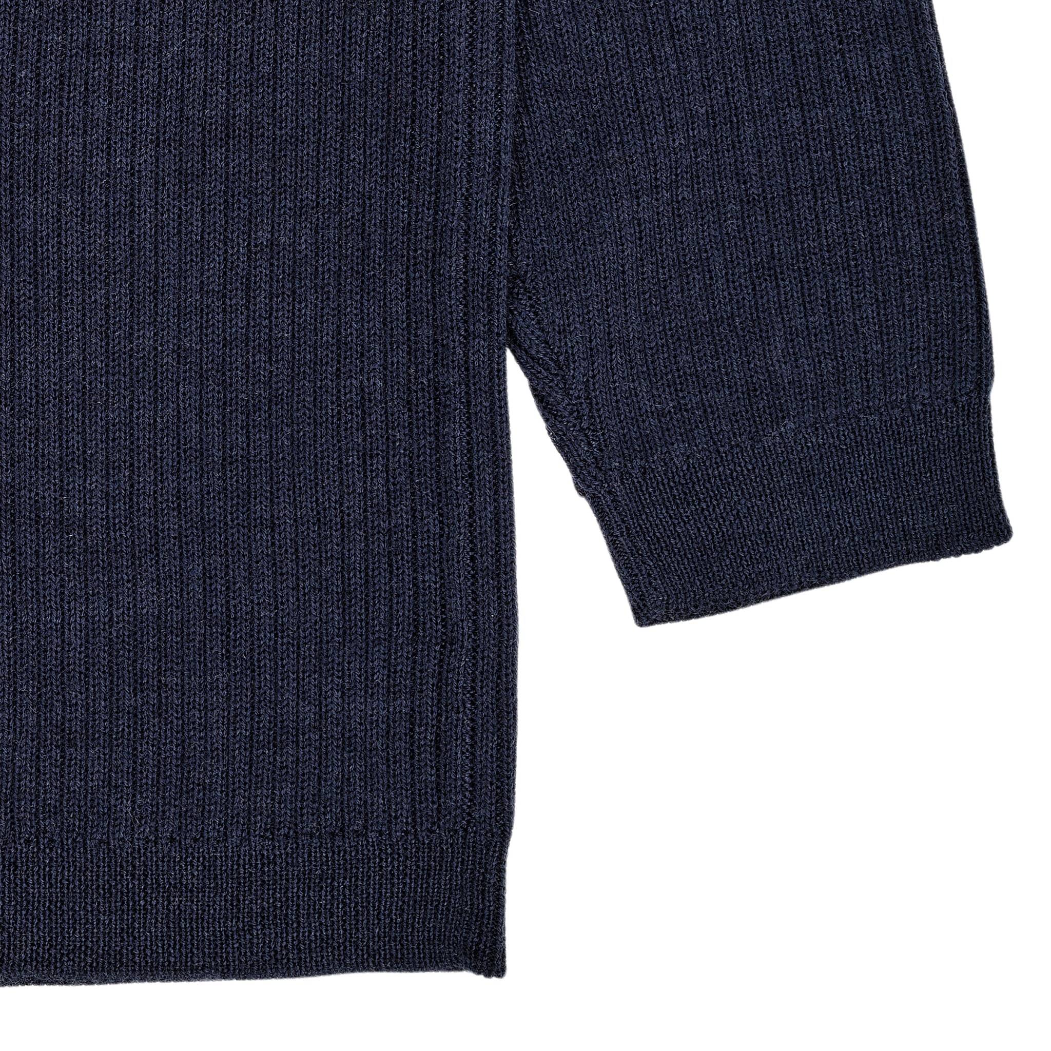 KLASSISK MERINO BLUSE I RIB - NAVY