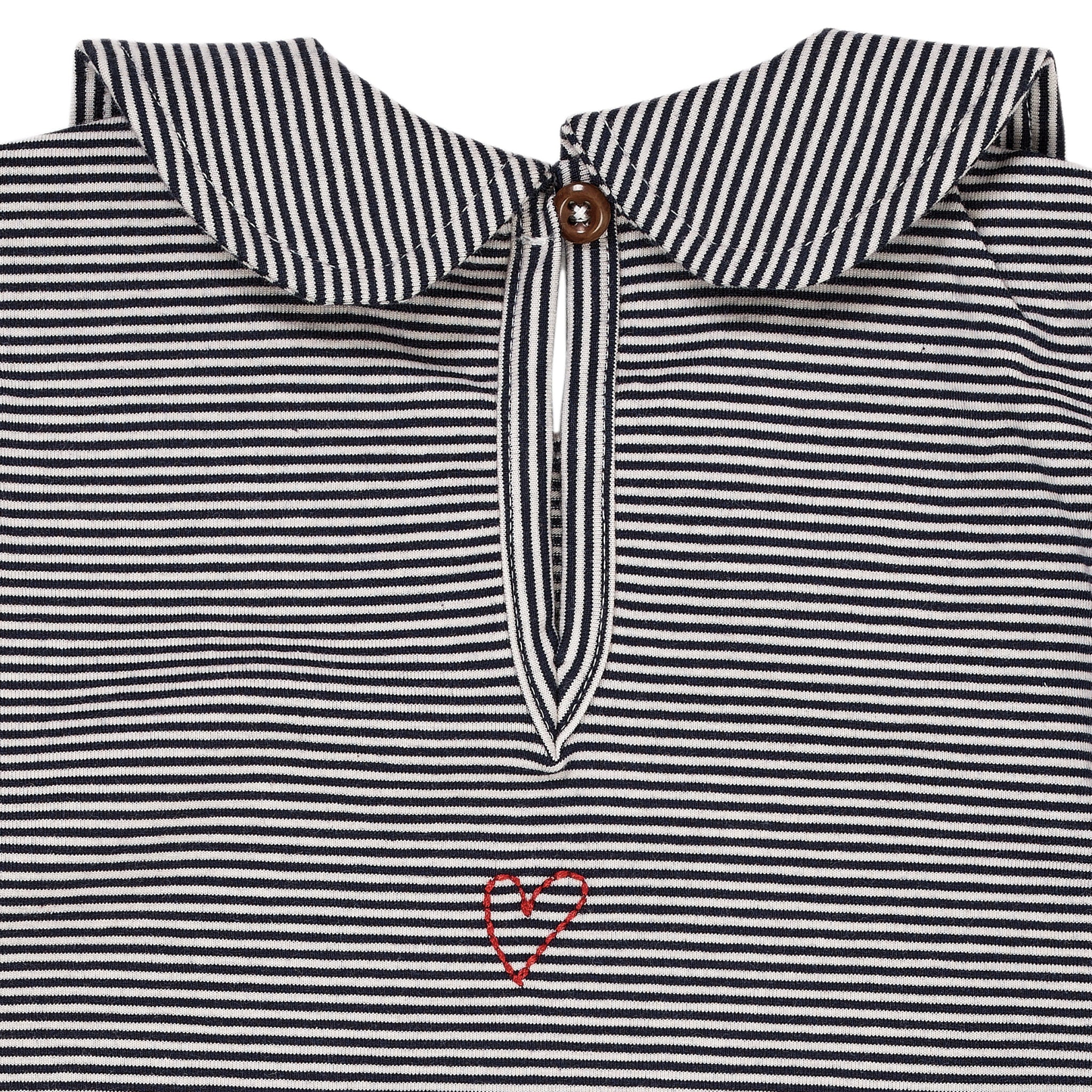 STRIBET BLUSE MED KRAVE - NAVY/CREAM STRIPE