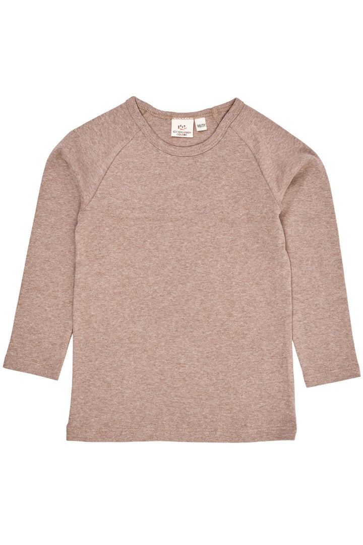 LANGÆRMET T-SHIRT I MELANGE - NATURAL MELANGE