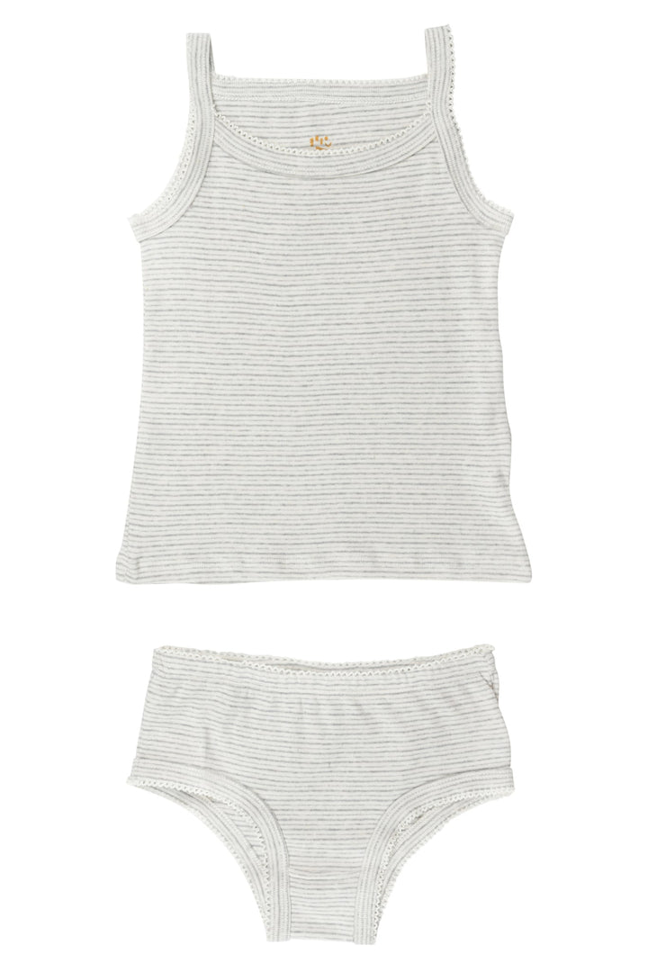 STRIBET UNDERTØJSSÆT MED UNDERTRØJE OG UNDERBUKSER - GREY STRIPE