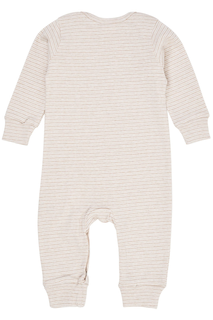 STRIBET ROMPER MED LANGE ÆRMER - BEIGE STRIPE