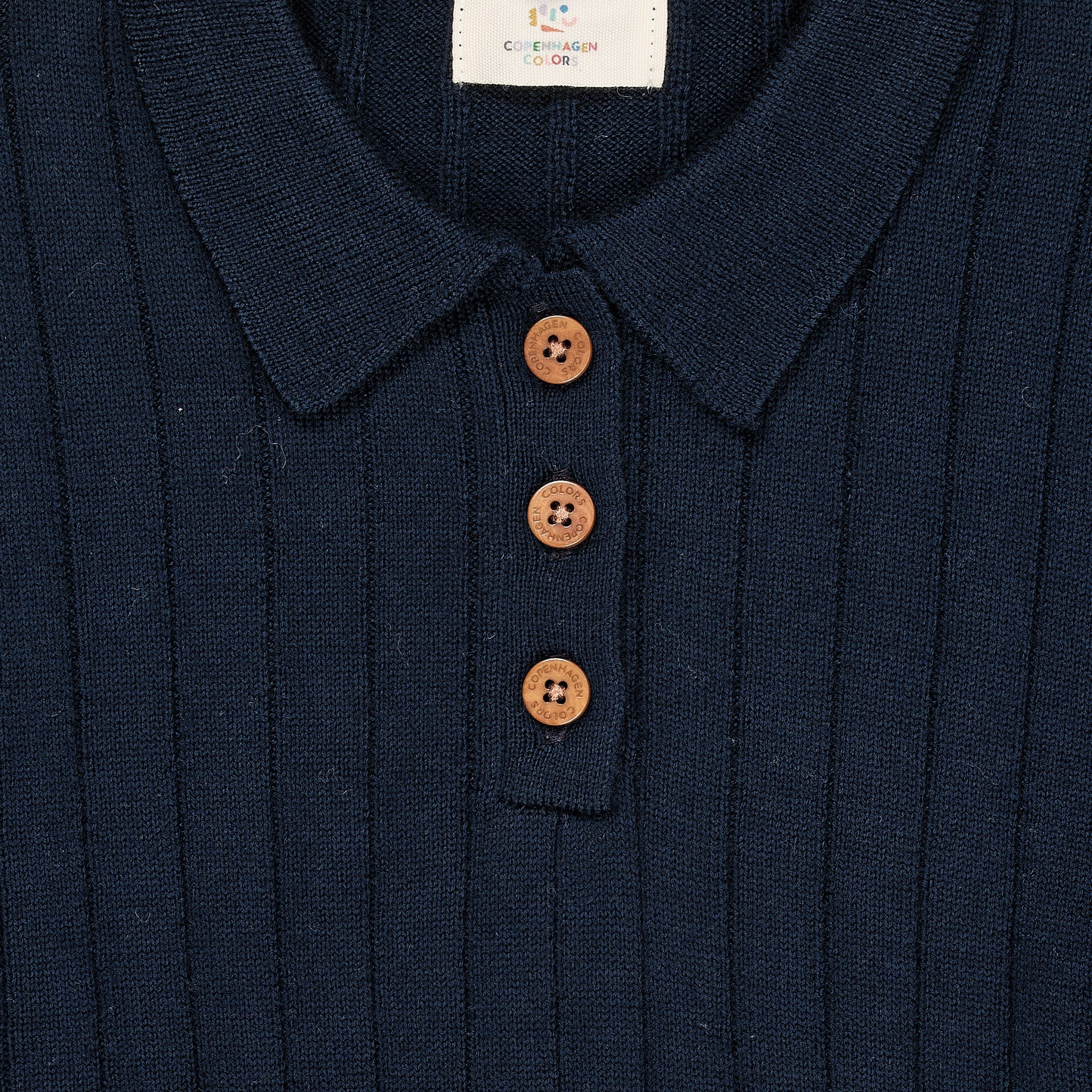 MERINO POLO BLUSE - NAVY/CREAM COMBI