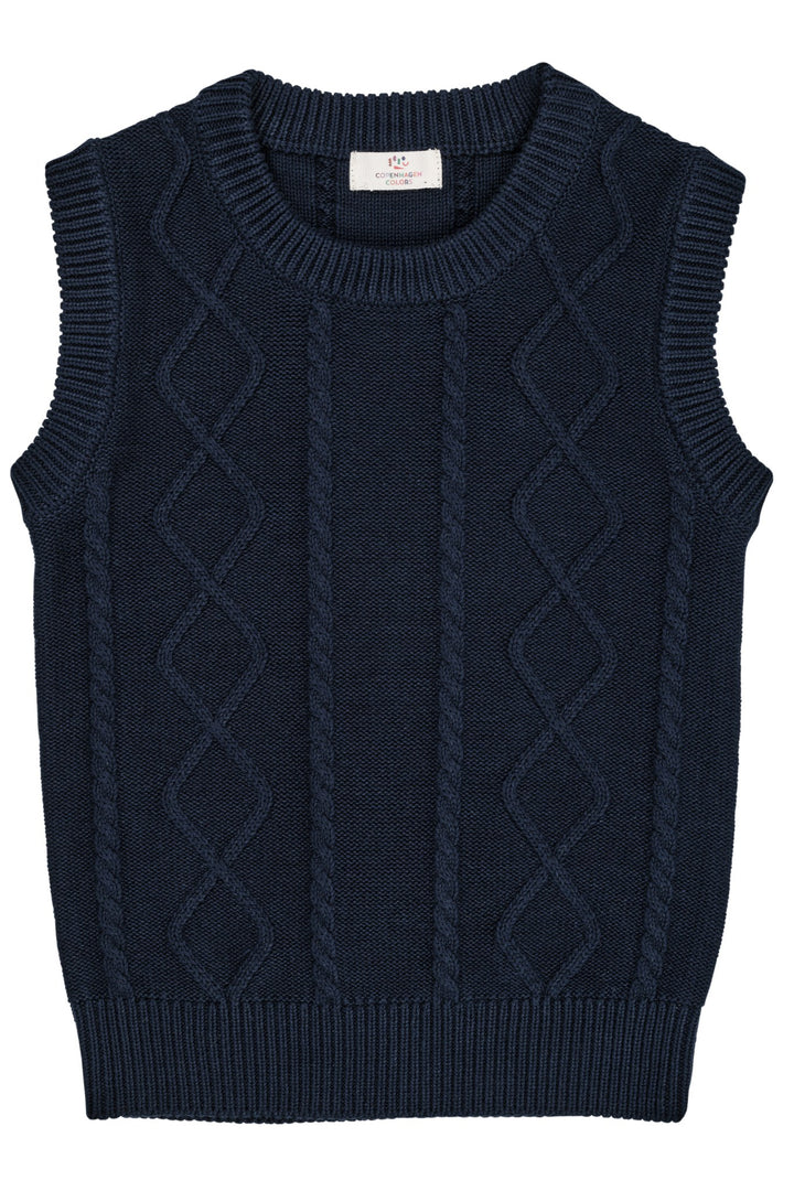 KABELSTRIKKET VEST - NAVY