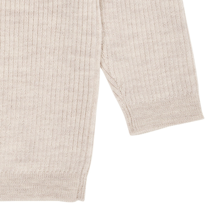 KLASSISK MERINO BLUSE I RIB - PALE CREAM MELANGE