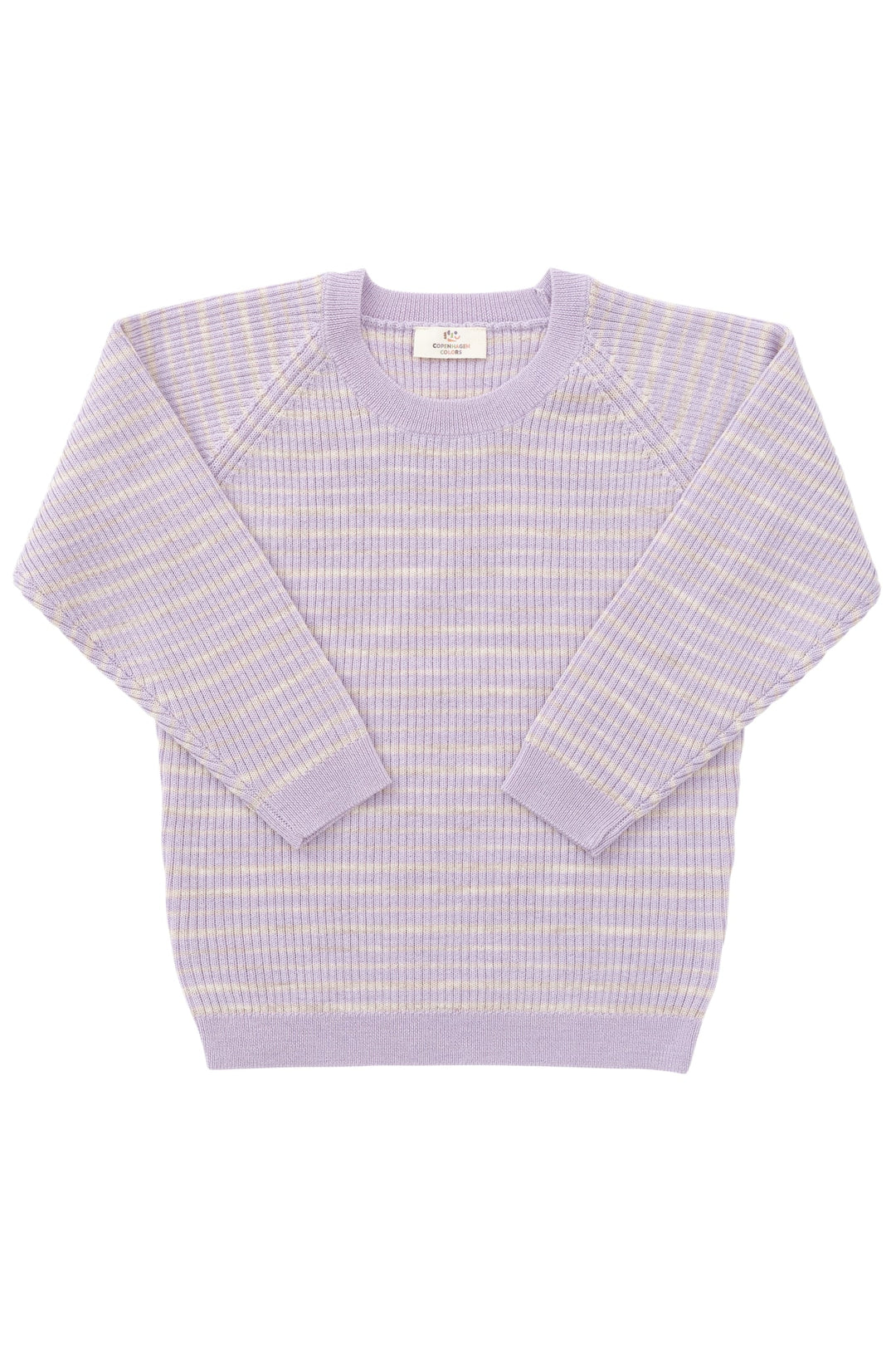 KLASSISK MERINO BLUSE I RIB - LAVENDER/ PALE CREAM MELANGE 75