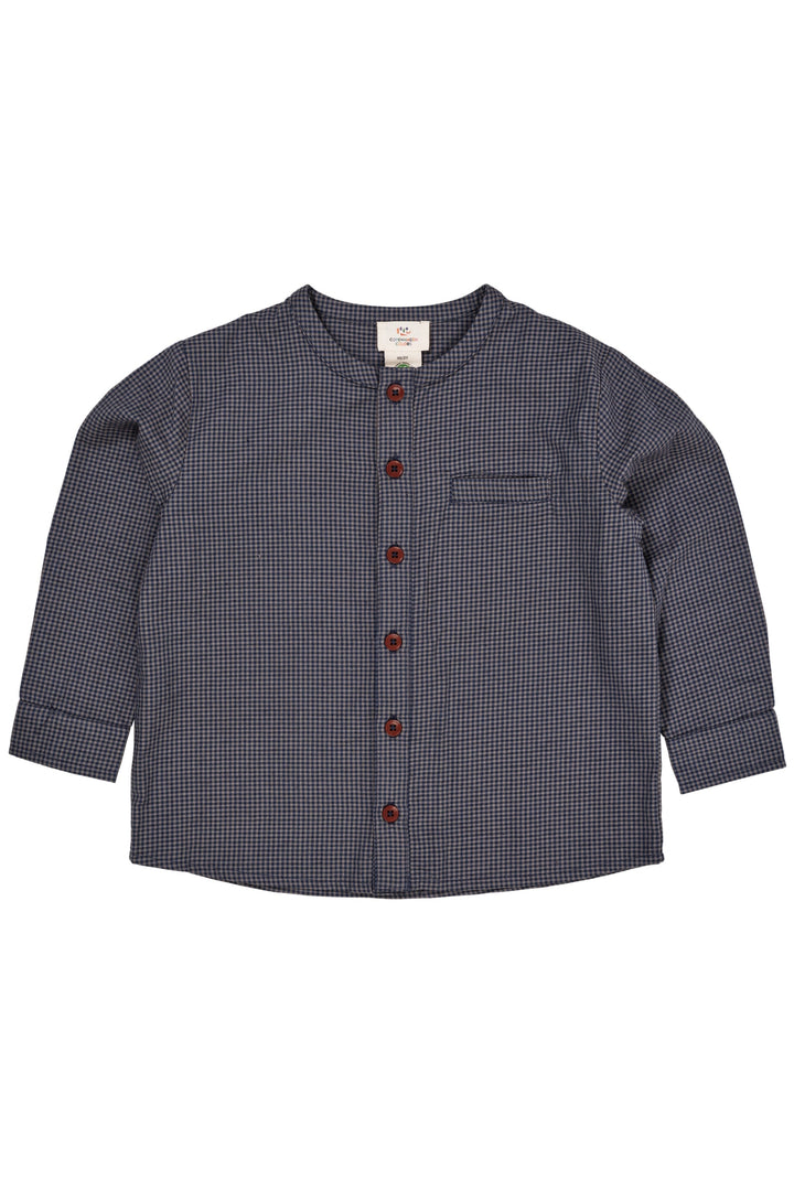 TERNET BLUSE MED KNAPLUKNING - NAVY CHECK COMBI
