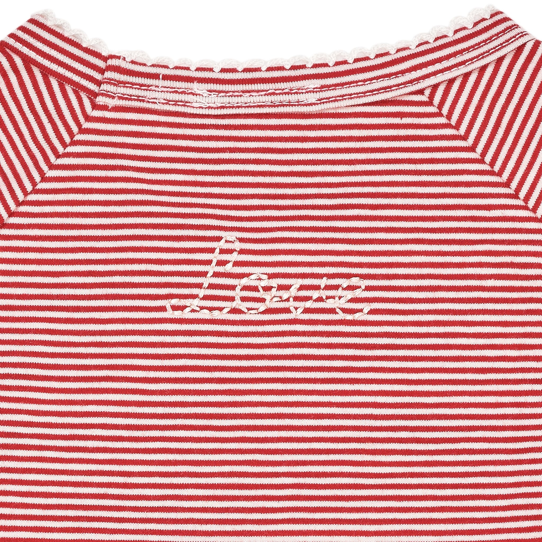 LANGÆRMET T-SHIRT MED STRIBER - RED/CREAM STRIPE