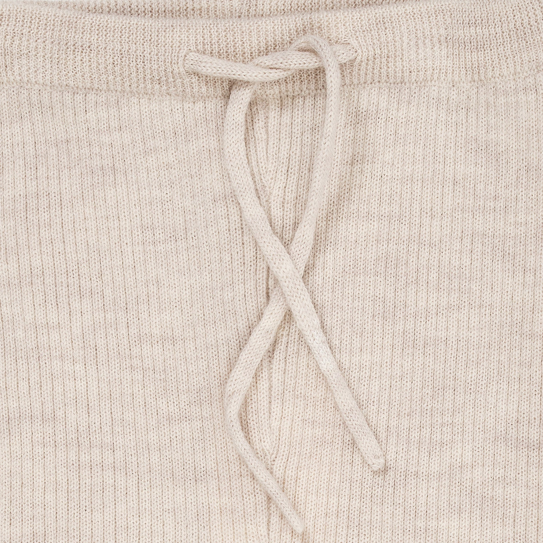 KLASSISK MERINO RIB LEGGINGS M. BINDEBÅND - UNISEX - PALE CREAM MELANGE