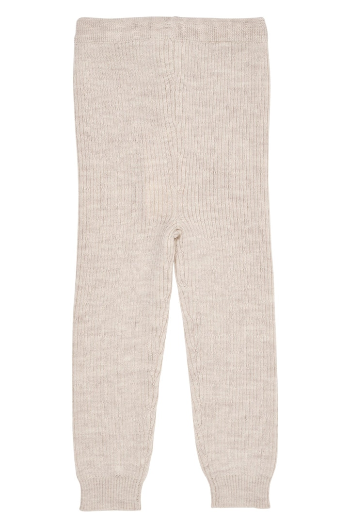 KLASSISK MERINO RIB LEGGINGS M. BINDEBÅND - UNISEX - PALE CREAM MELANGE