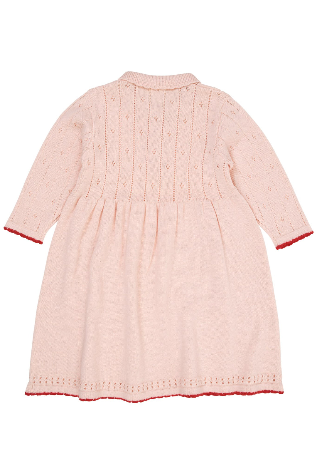 MERINO POINTELLE KJOLE MED KRAVE - SOFT PINK/RED COMBI