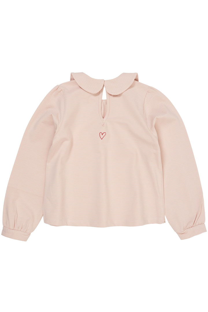 STRIBET BLUSE MED KRAVE - DUSTY ROSE/CREAM STRIPE