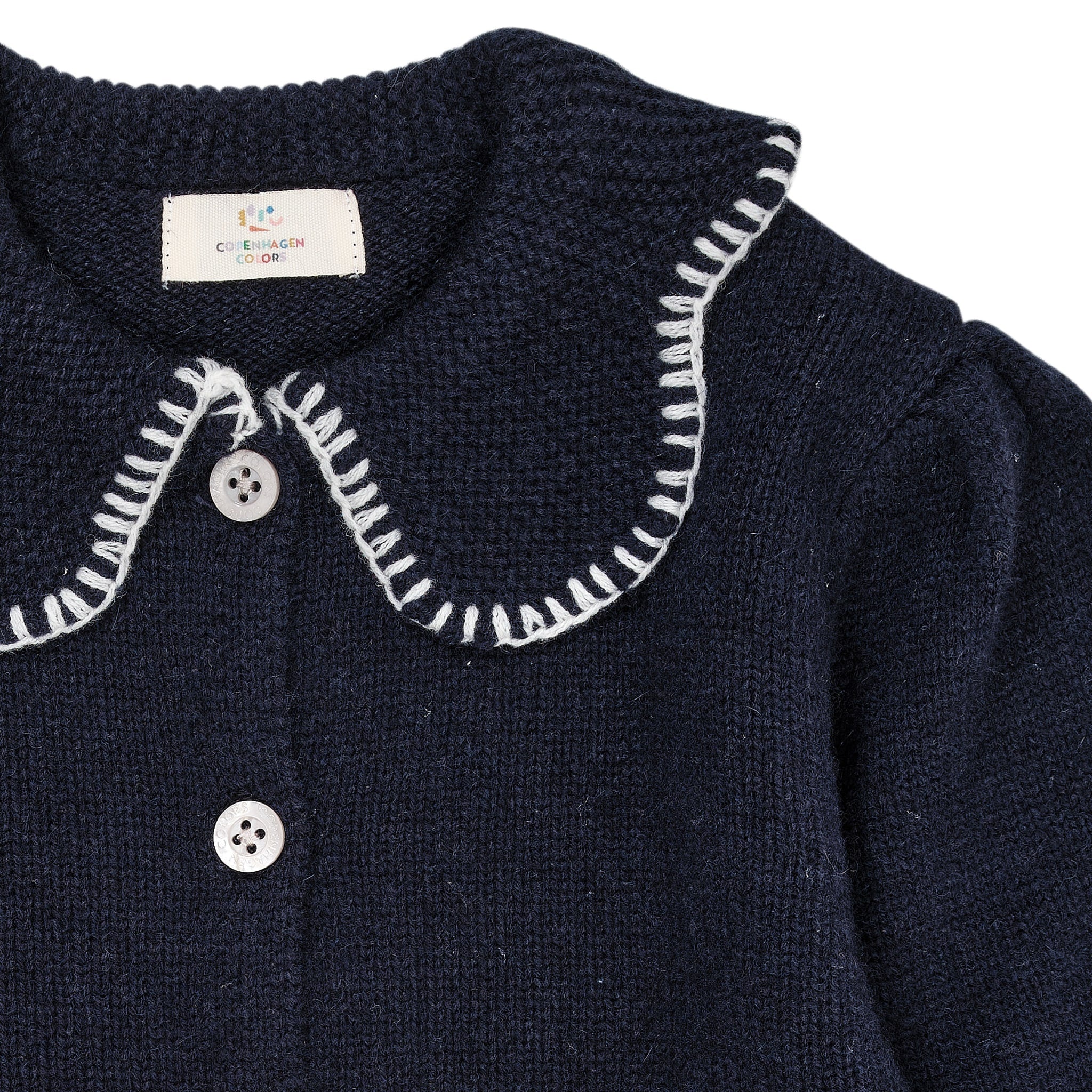 CASHMERE CARDIGAN MED KRAVE - NAVY