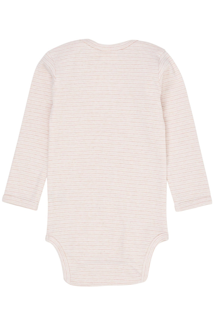 STRIBET BODYSTOCKING MED LANGE ÆRMER - SOFT PINK STRIPE