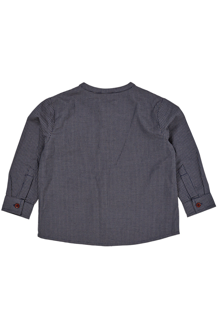 TERNET BLUSE MED KNAPLUKNING - NAVY CHECK COMBI