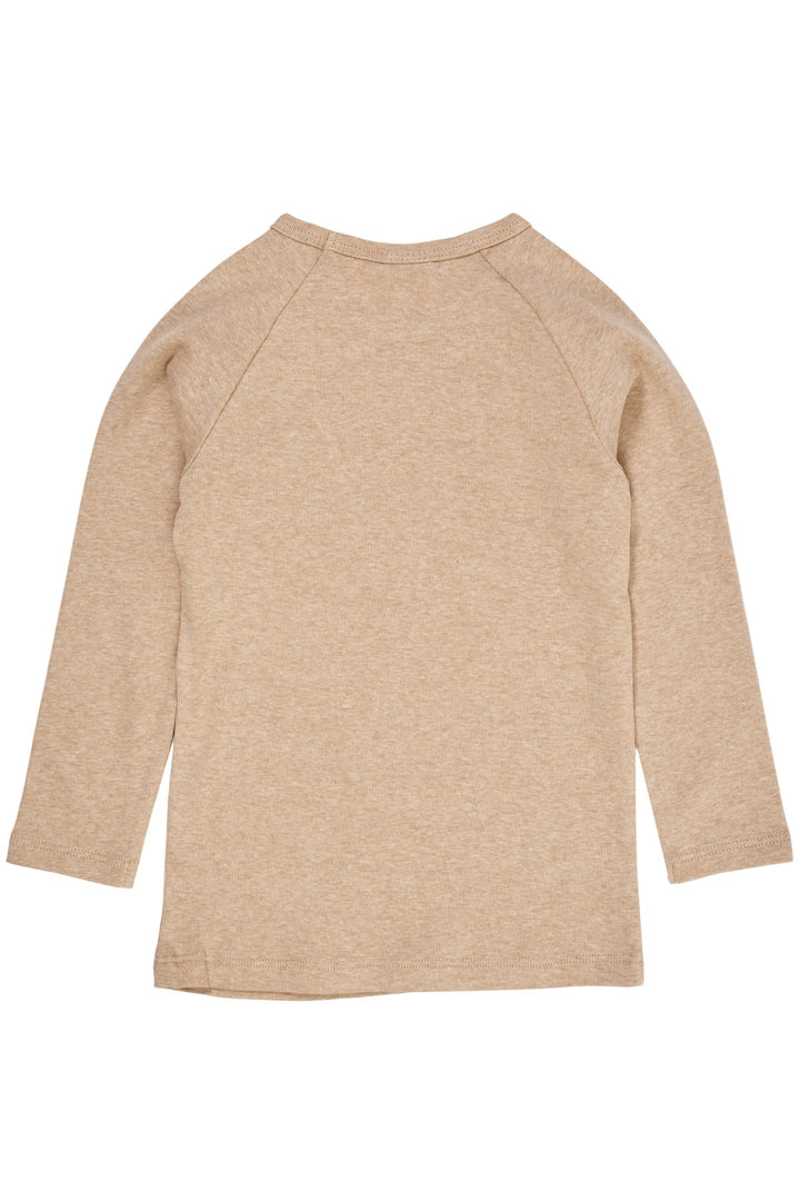 LANGÆRMET T-SHIRT I MELANGE - BEIGE MELANGE