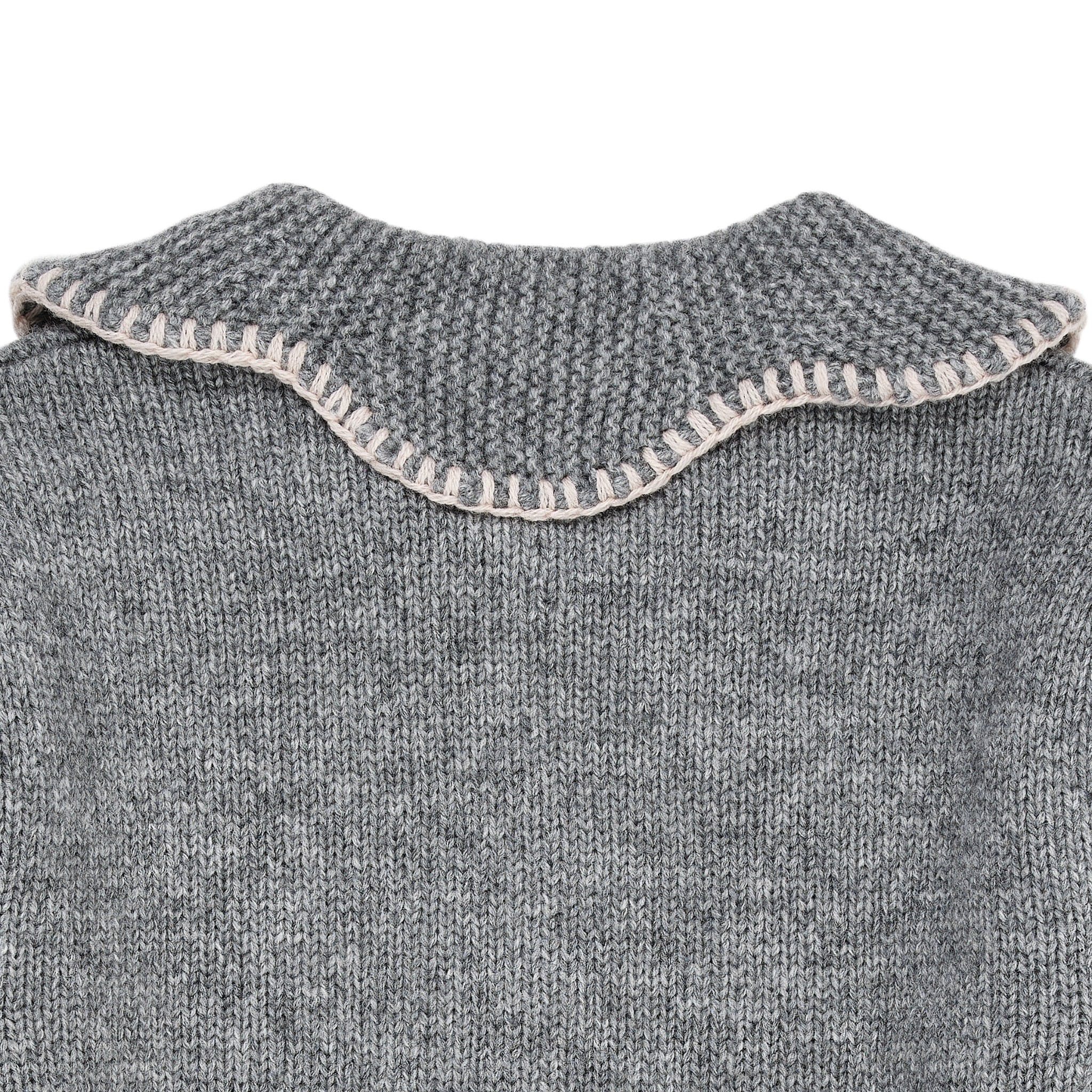 CASHMERE CARDIGAN MED KRAVE - GREY MEL