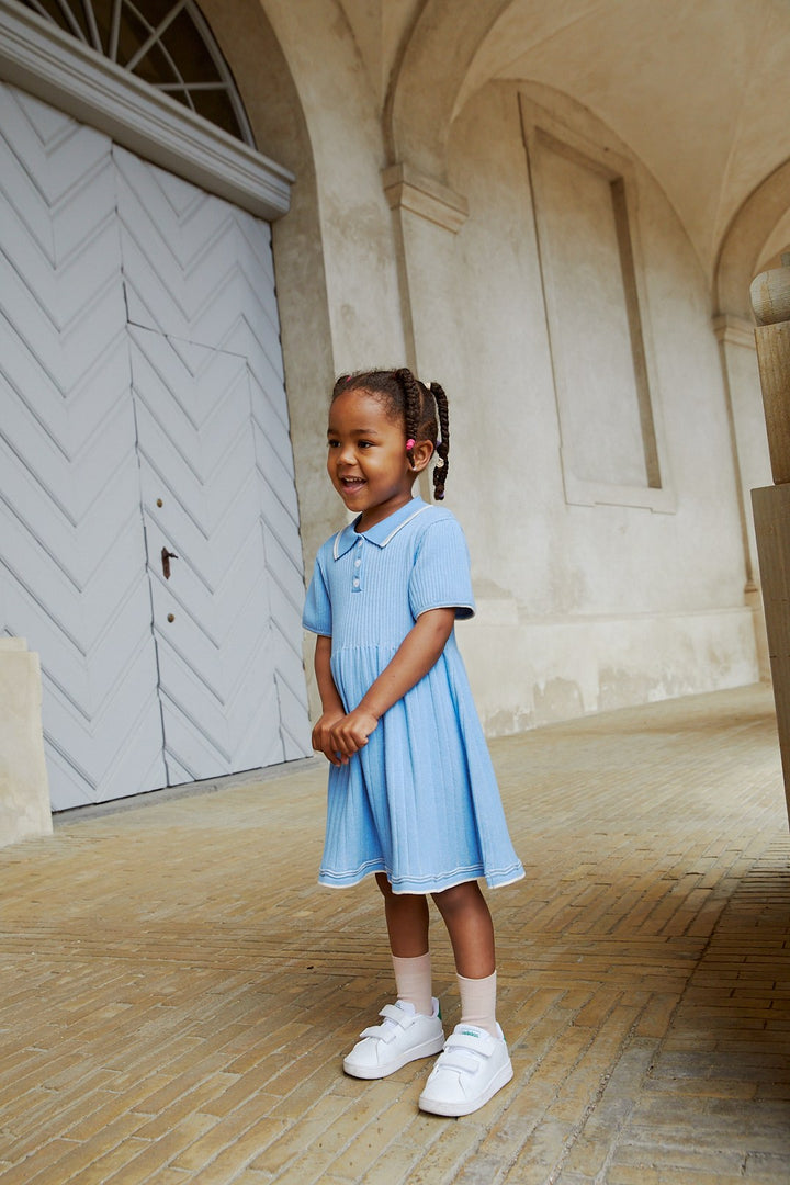 POLO STRIKKJOLE - SKY BLUE/CREAM COMB.