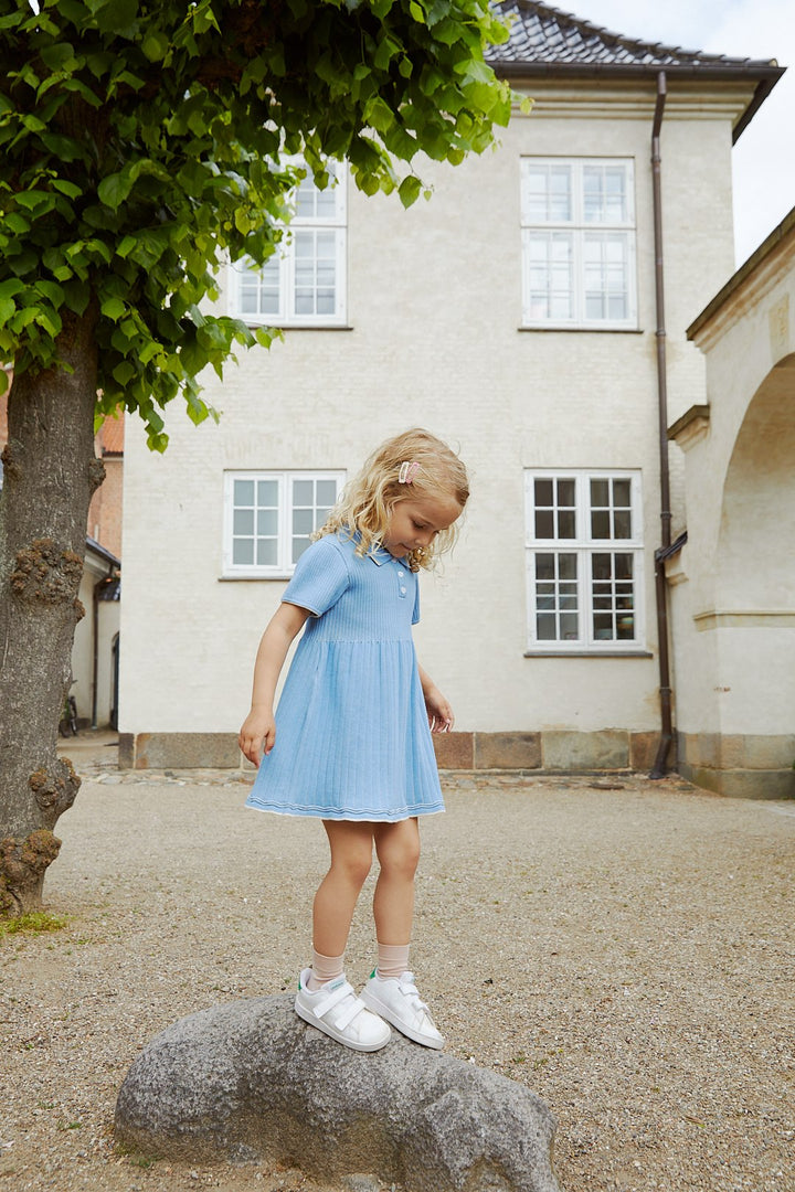 POLO STRIKKJOLE - SKY BLUE/CREAM COMB.