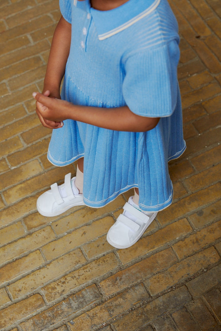 POLO STRIKKJOLE - SKY BLUE/CREAM COMB.