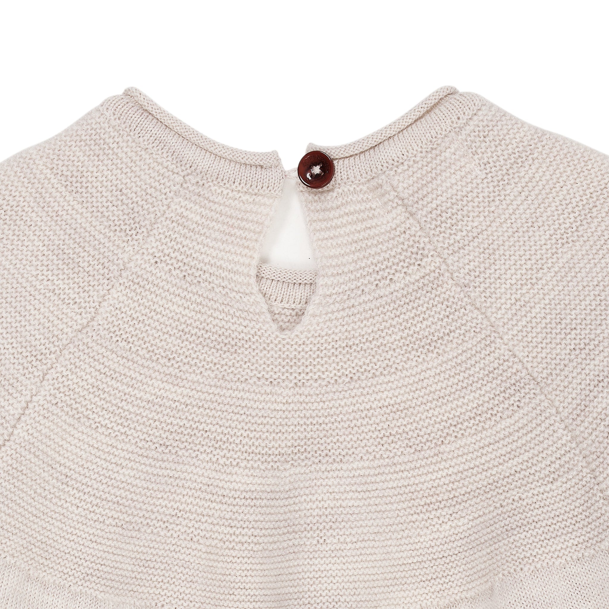 STRIKKET BLUSE M. SKØRT I MERINO ULD - PALE CREAM MELANGE