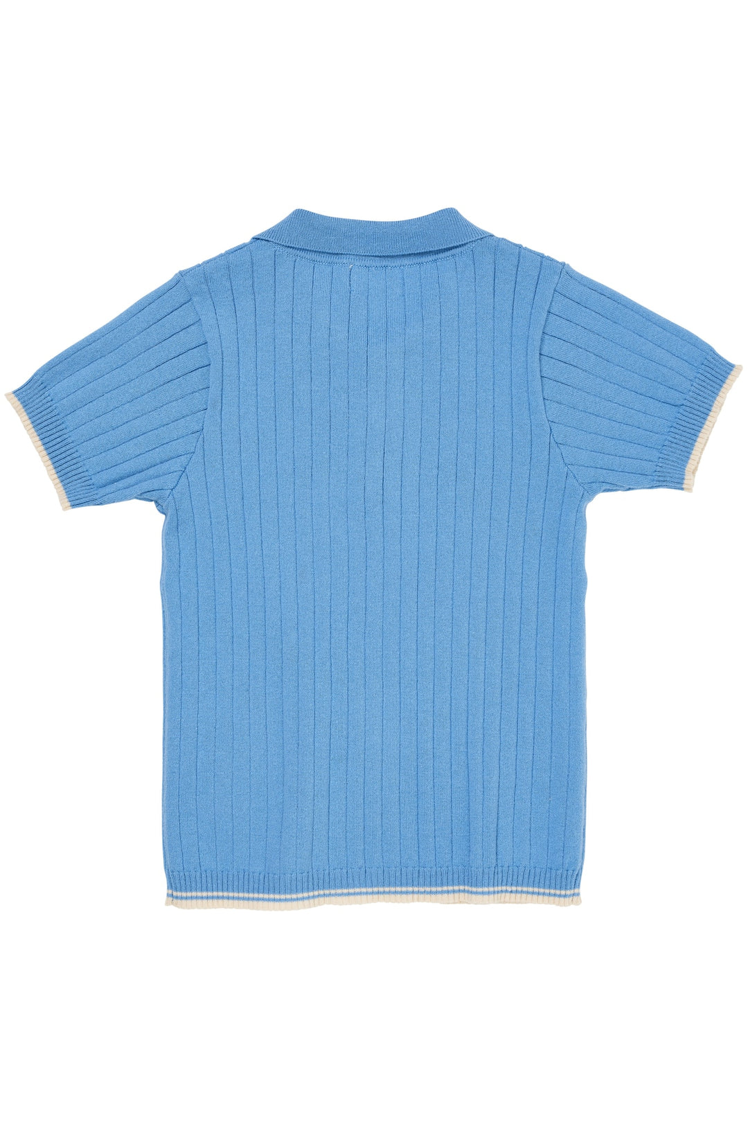 STRIKKET RIB POLO - SKY BLUE/CREAM COMB.