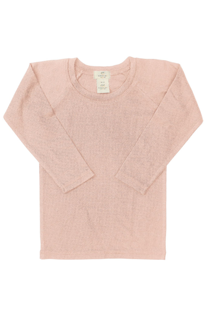 LANGÆRMET T-SHIRT I TYND MERINOULD - OLD ROSE