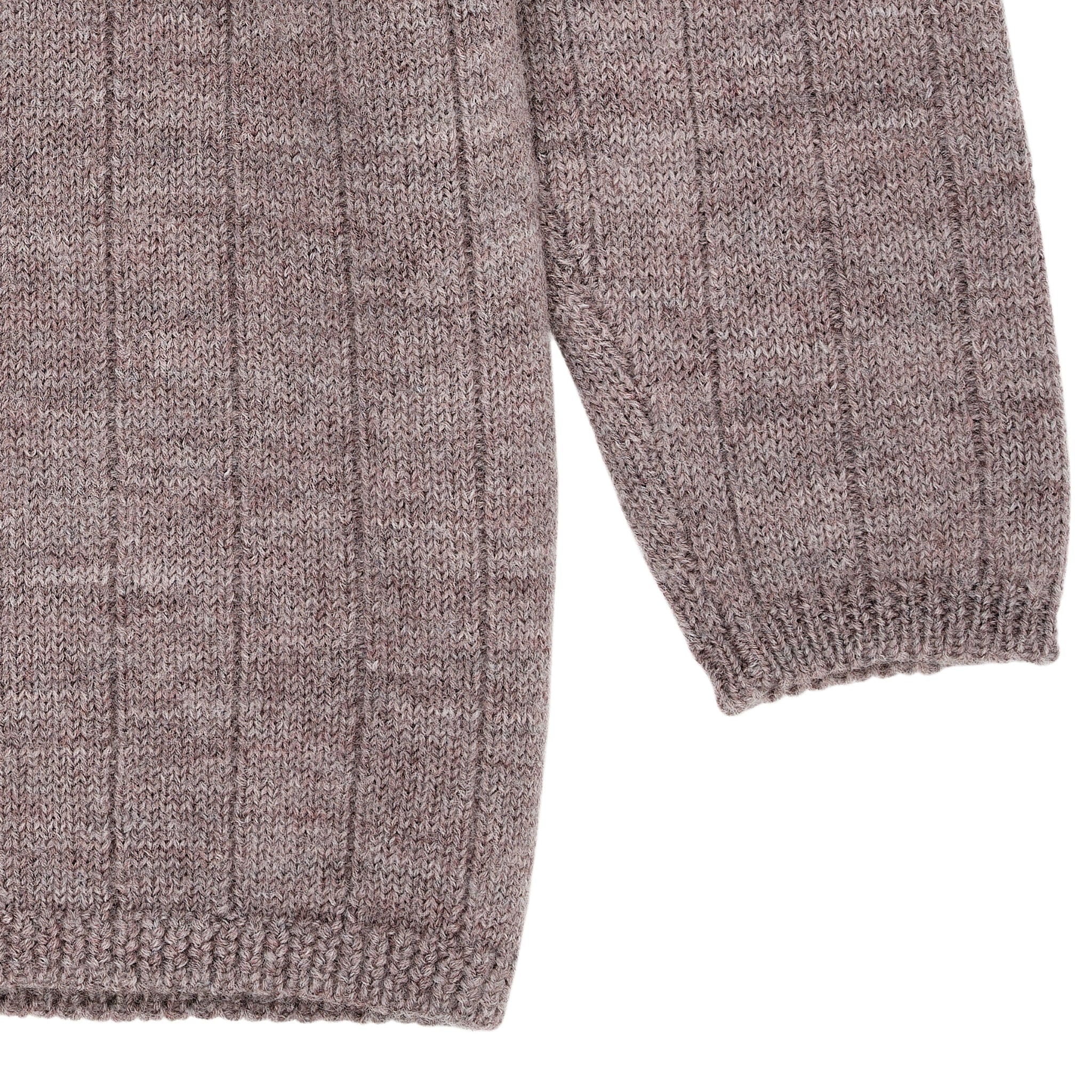 STRIKKET CARDIGAN I MERINO ULD M. BRED RIB - NATURAL MELANGE