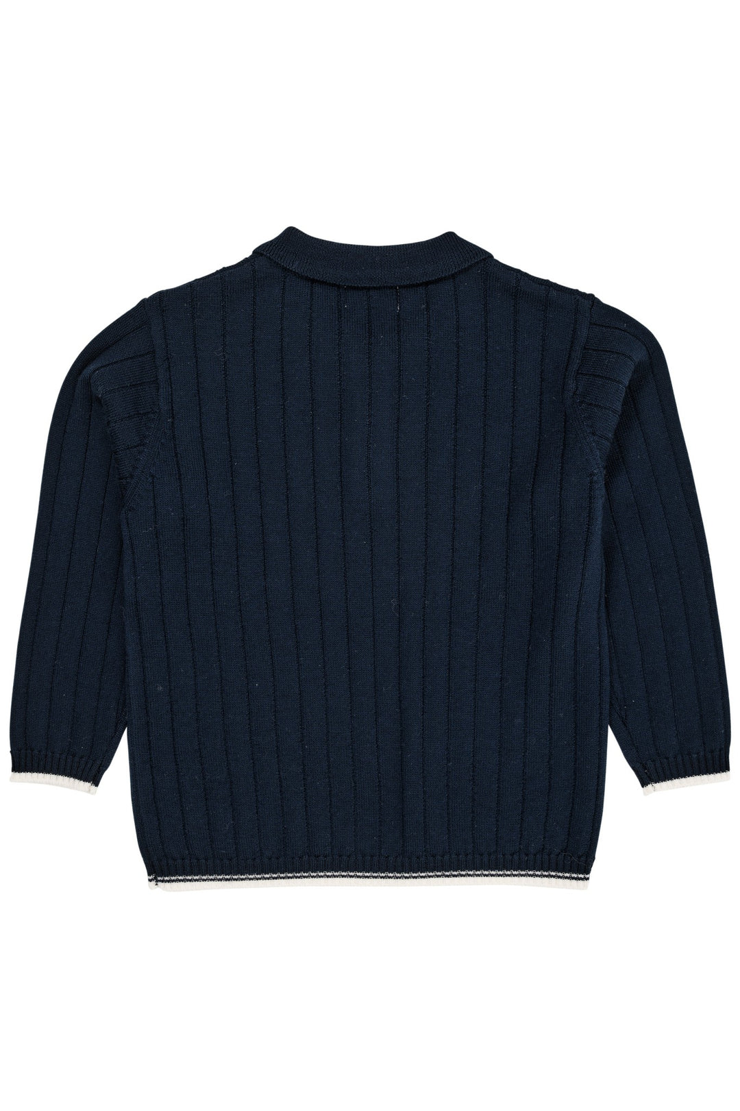 MERINO POLO BLUSE - NAVY/CREAM COMBI