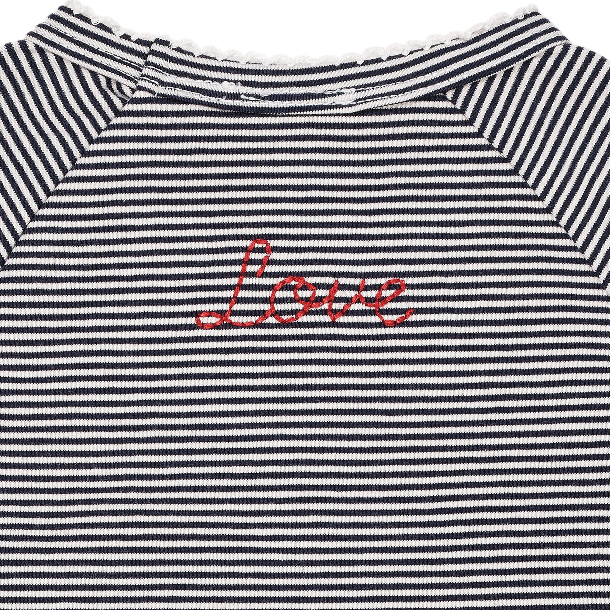 LANGÆRMET T-SHIRT MED STRIBER - NAVY/CREAM STRIPE