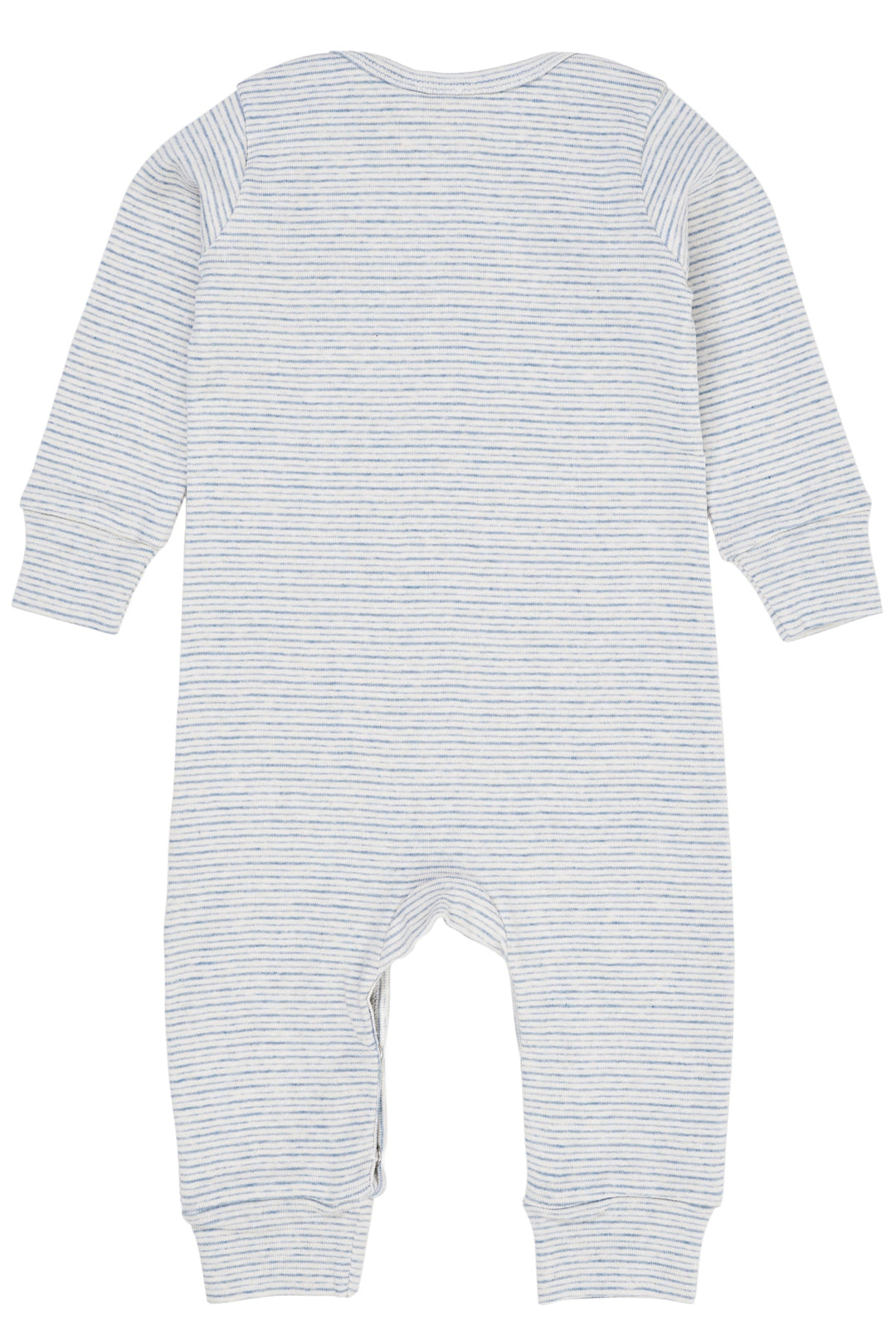 STRIBET ROMPER MED LANGE ÆRMER - LT BLUE STRIPE